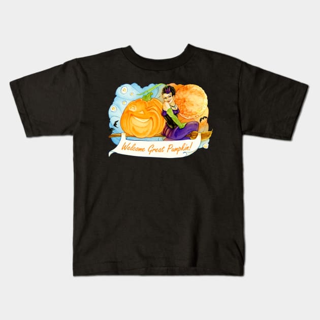 The Great Pumpkin is Coming to Town Kids T-Shirt by dreaming_hazel